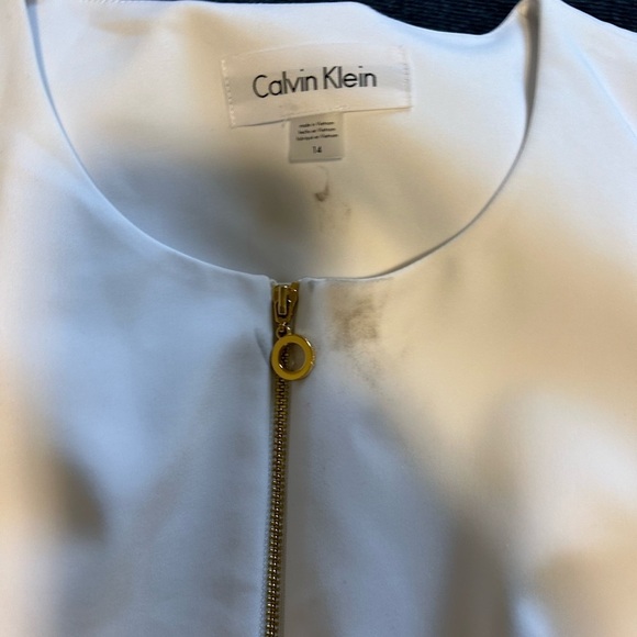 NWT Calvin Klein white Blazer with minor stains sz 14 - Picture 3 of 10